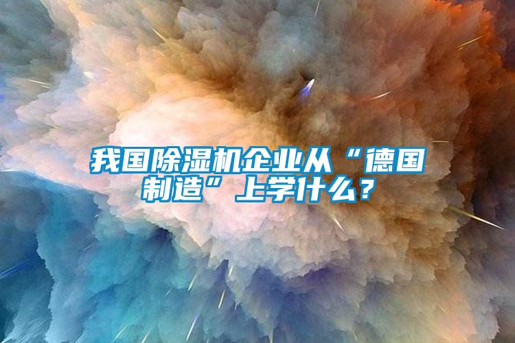 我國除濕機企業(yè)從“德國制造”上學(xué)什么？